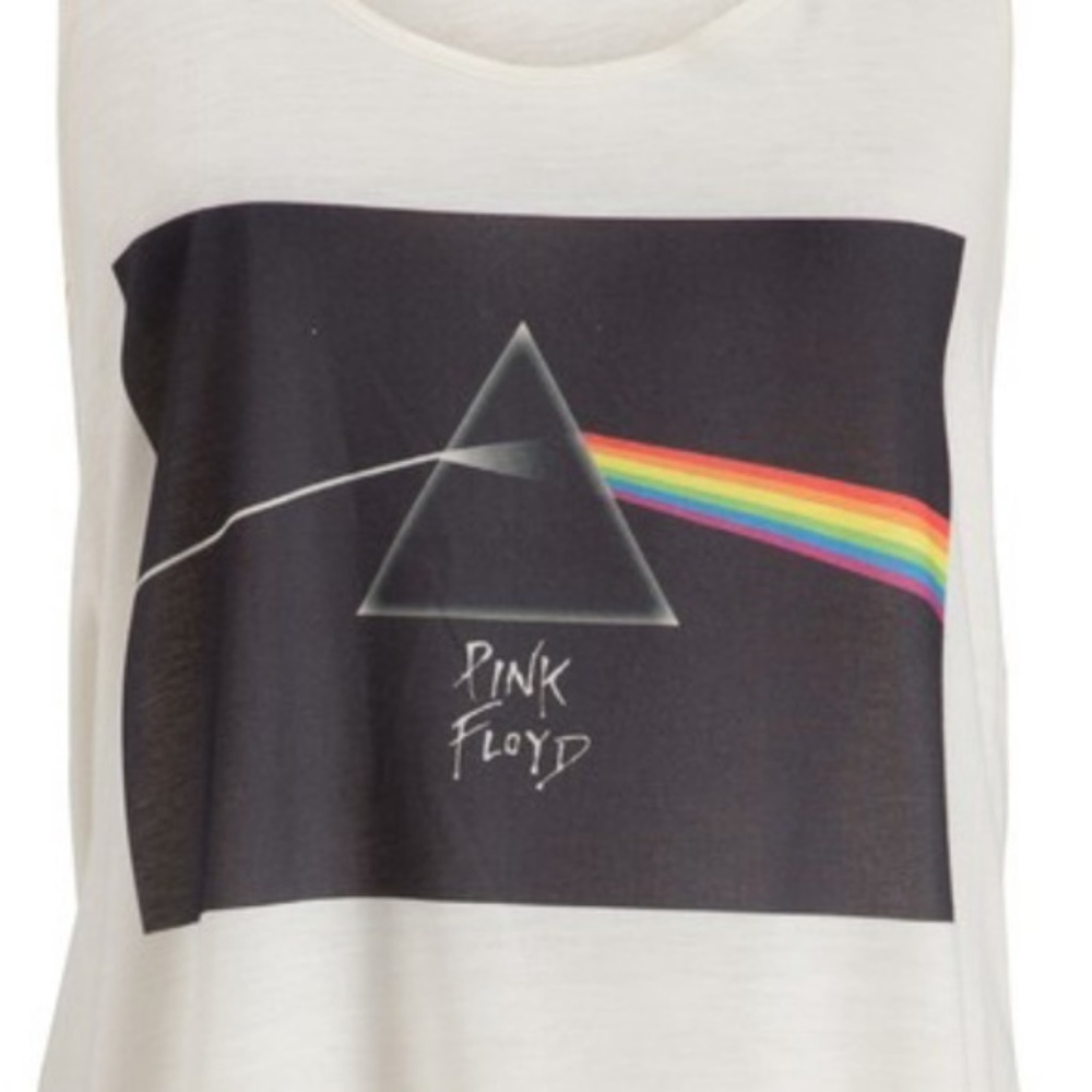 White Pink Floyd graphic sleeveless tank top Small S Large L